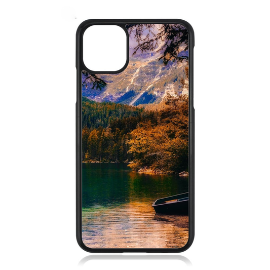 Autumn Boat Sunset Mountain iPhone Case