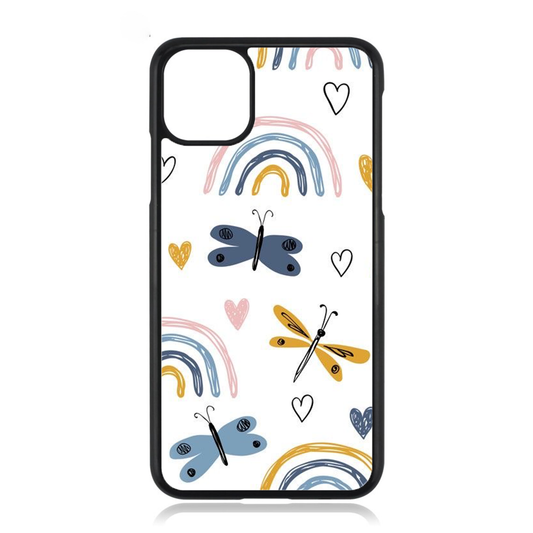 Cute Rainbow Butterfly Love Heart iPhone Case