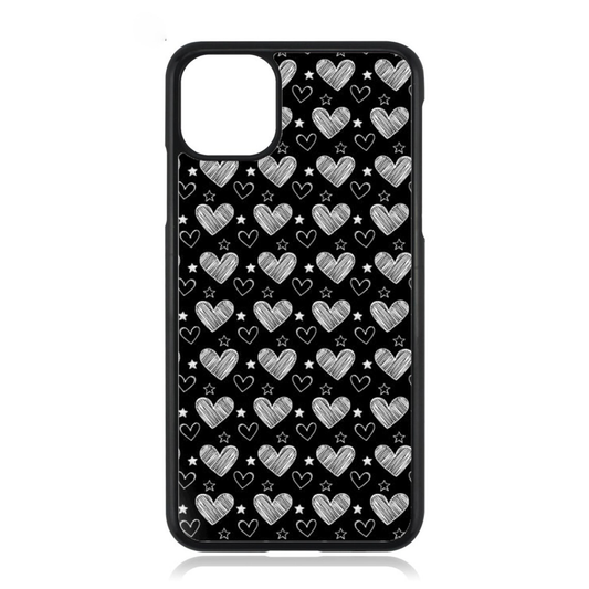 Cute Black And White Love Heart Patterned iPhone Case