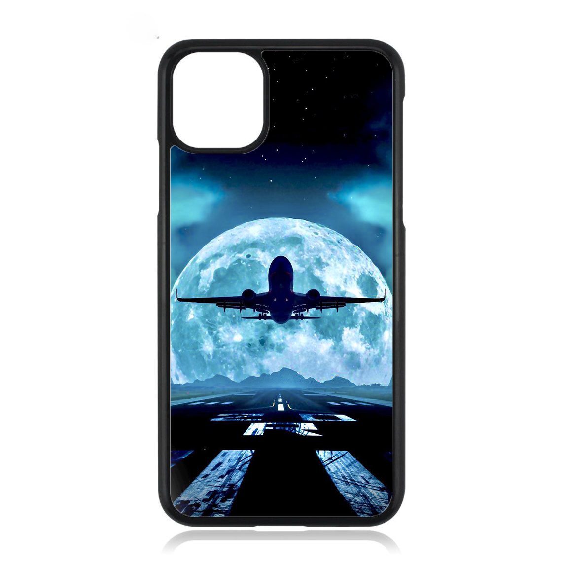 Airplane Flying Over Moon iPhone Case