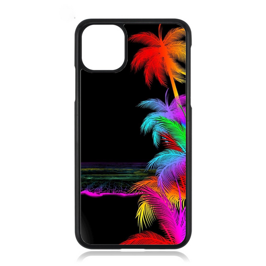 Neon Palm Trees Beach iPhone Case